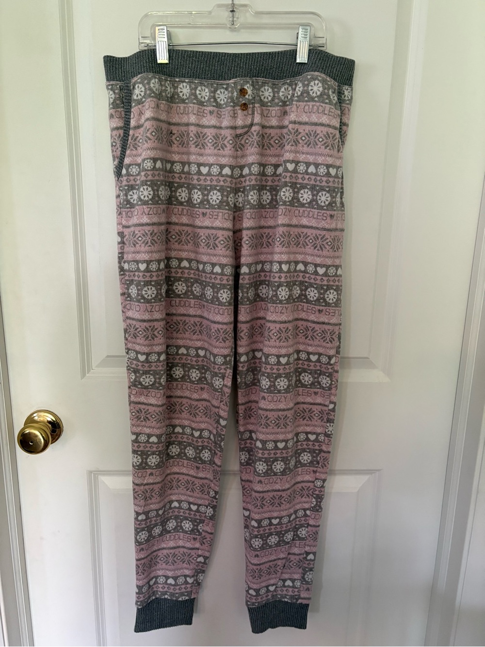 Cozy Knit Cuddl Duds Lounge Pants - Pink & Gray size medium